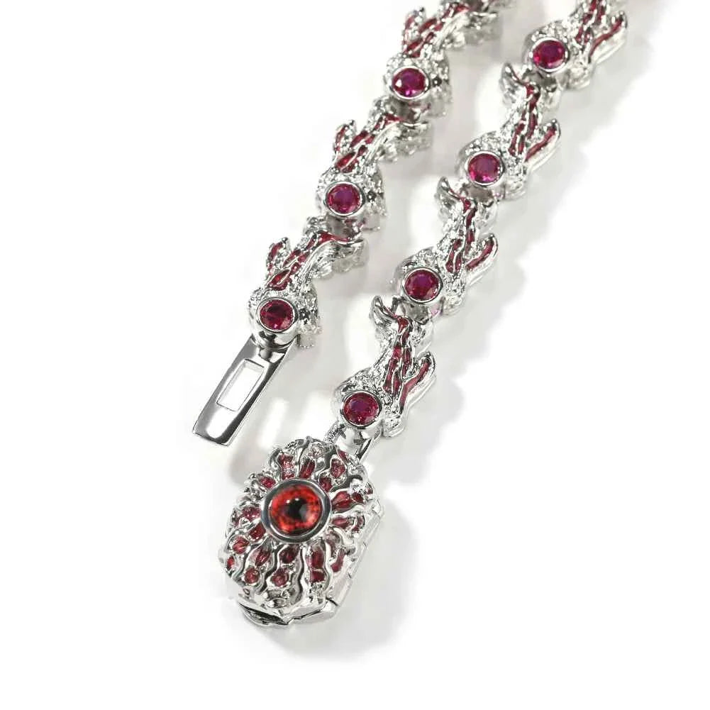 Red Eyes Necklaces Iced Out Thrilled Claws Red Cubic Zirconia Chain
